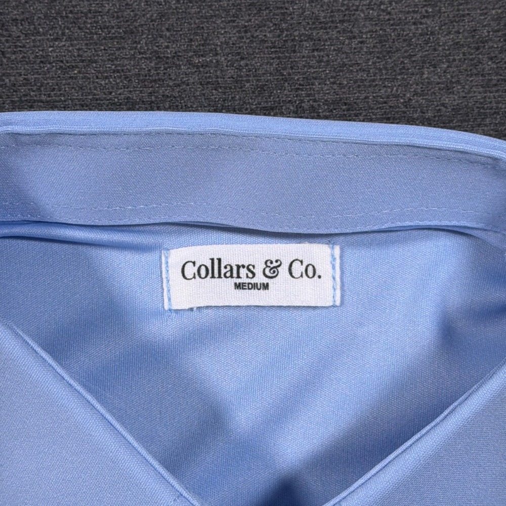 Collars & Co Dress Collar Polo Mens Medium Blue Short Sleeve Performance Shirt - Picture 3 of 8
